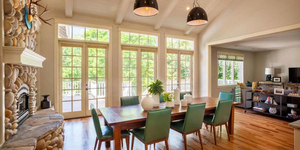 Spacious dining room remodel with garden view in a Beaverton home addition