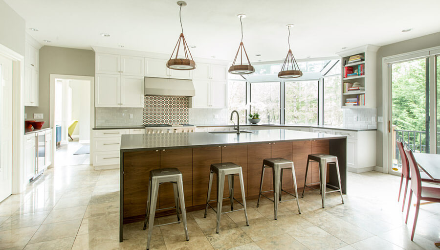 Custom kitchen remodel with modern wooden cabinets by Murrayhill Remodeling